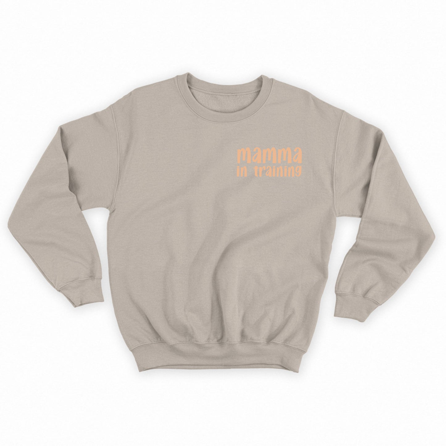 mamma in training light yellow sweatshirt