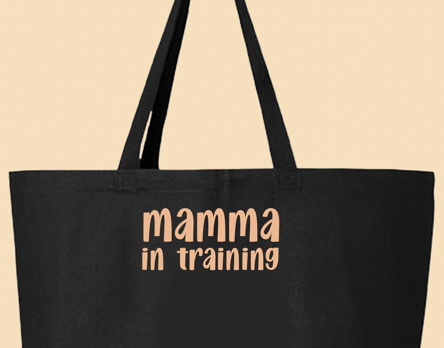 mamma in training light yellow tote bag