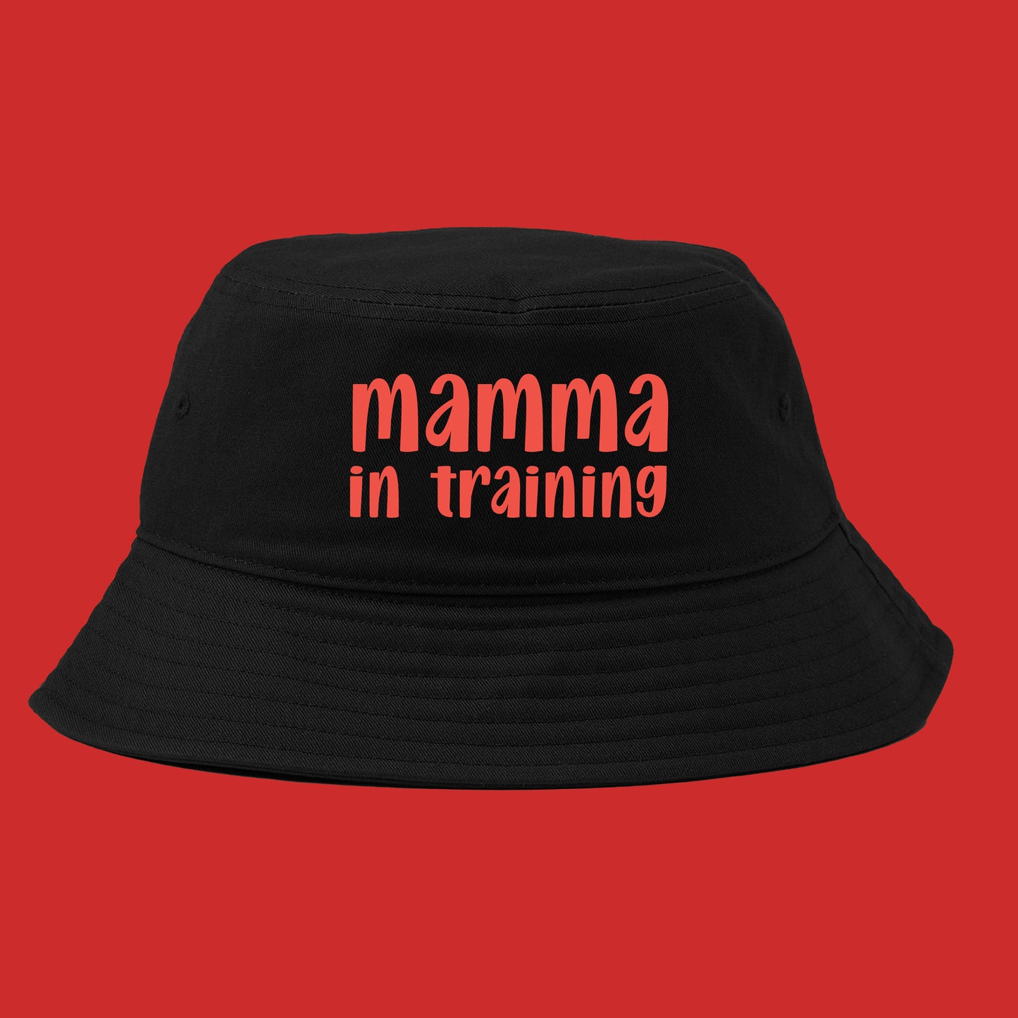 mamma in training red pink bucket hat