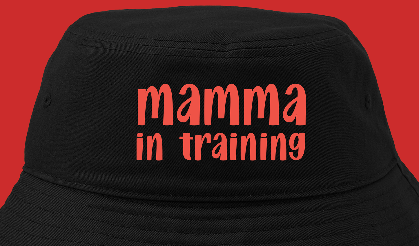 mamma in training red pink bucket hat