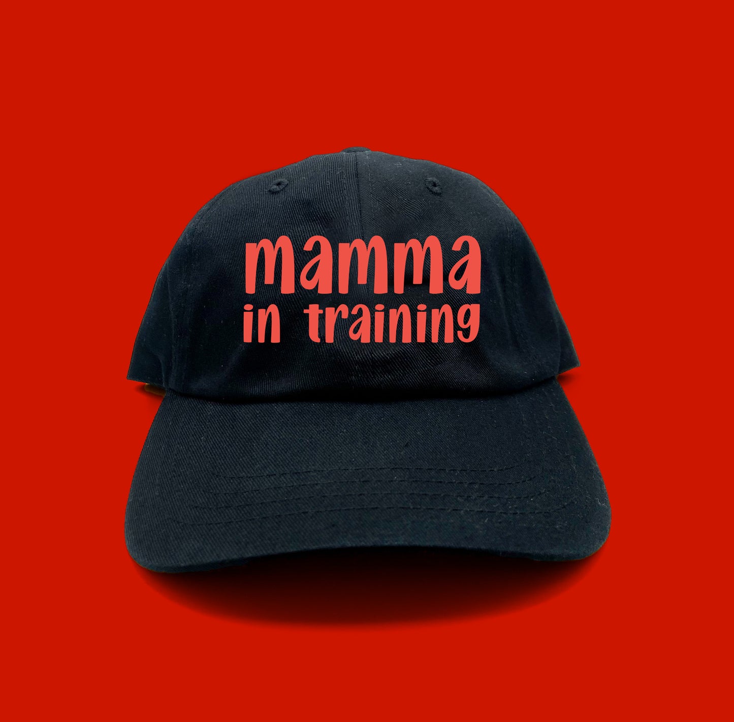 mamma in training red pink dad hat