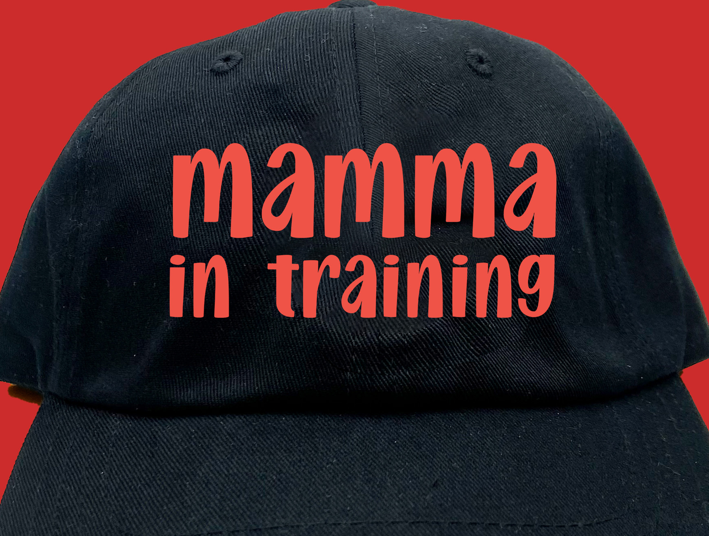 mamma in training red pink dad hat
