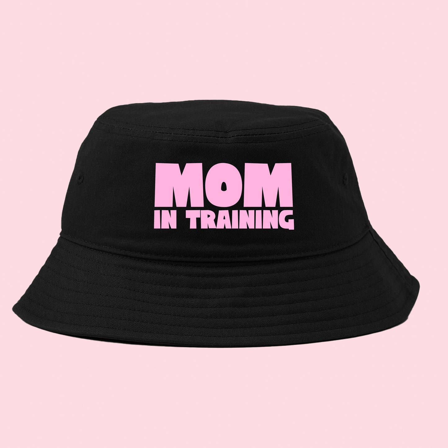 mom in training light pink bucket hat