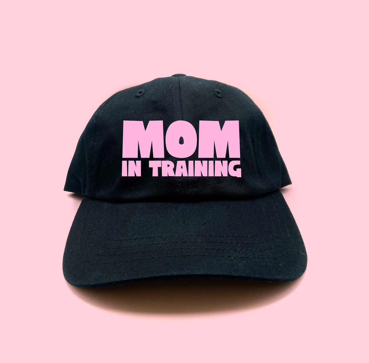 mom in training light pink dad hat