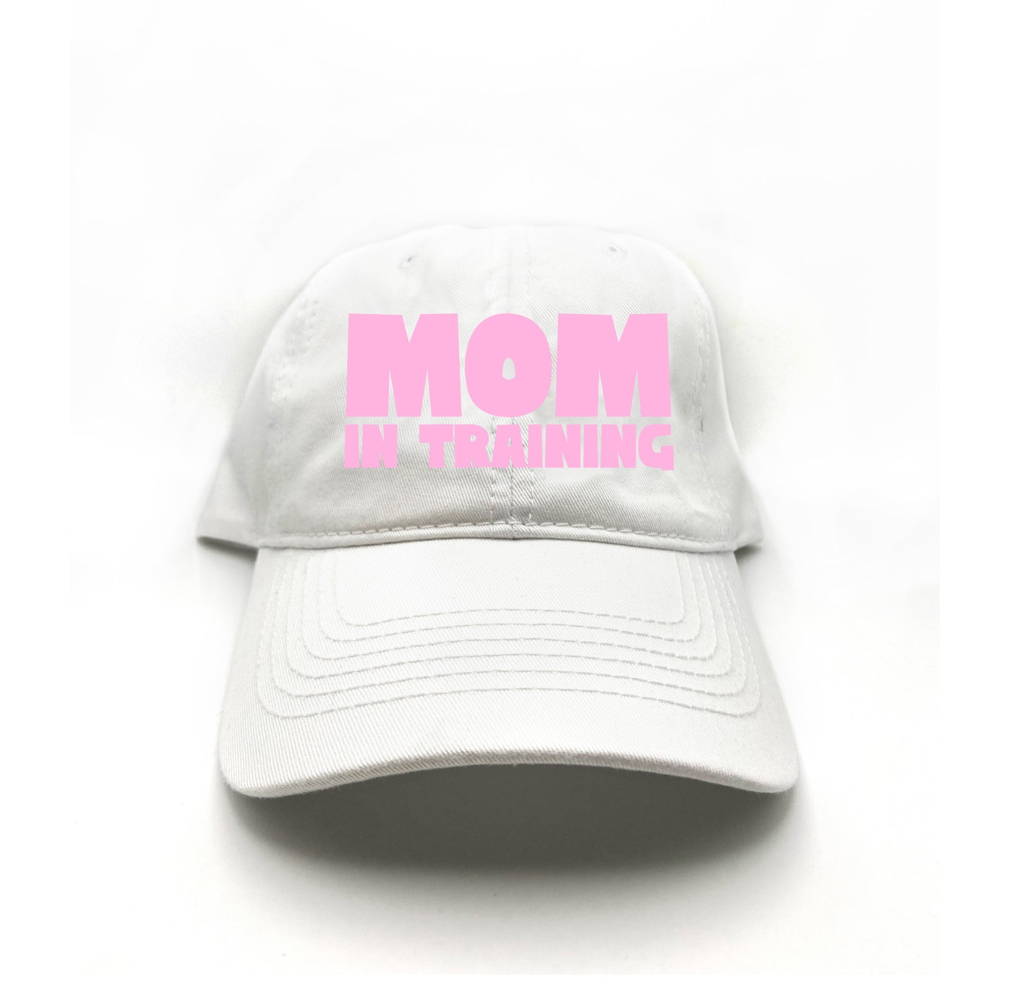mom in training light pink dad hat