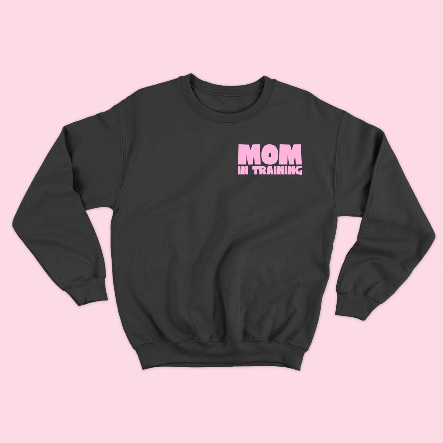 mom in training light pink sweatshirt