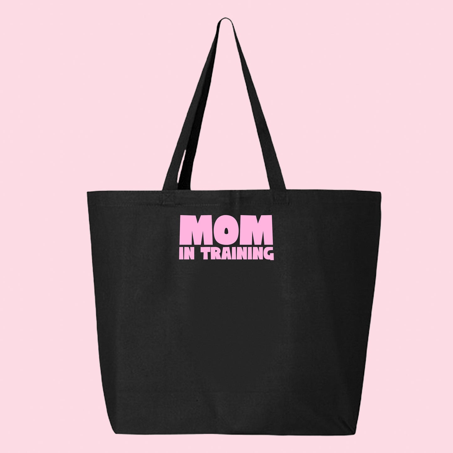 mom in training light pink tote bag