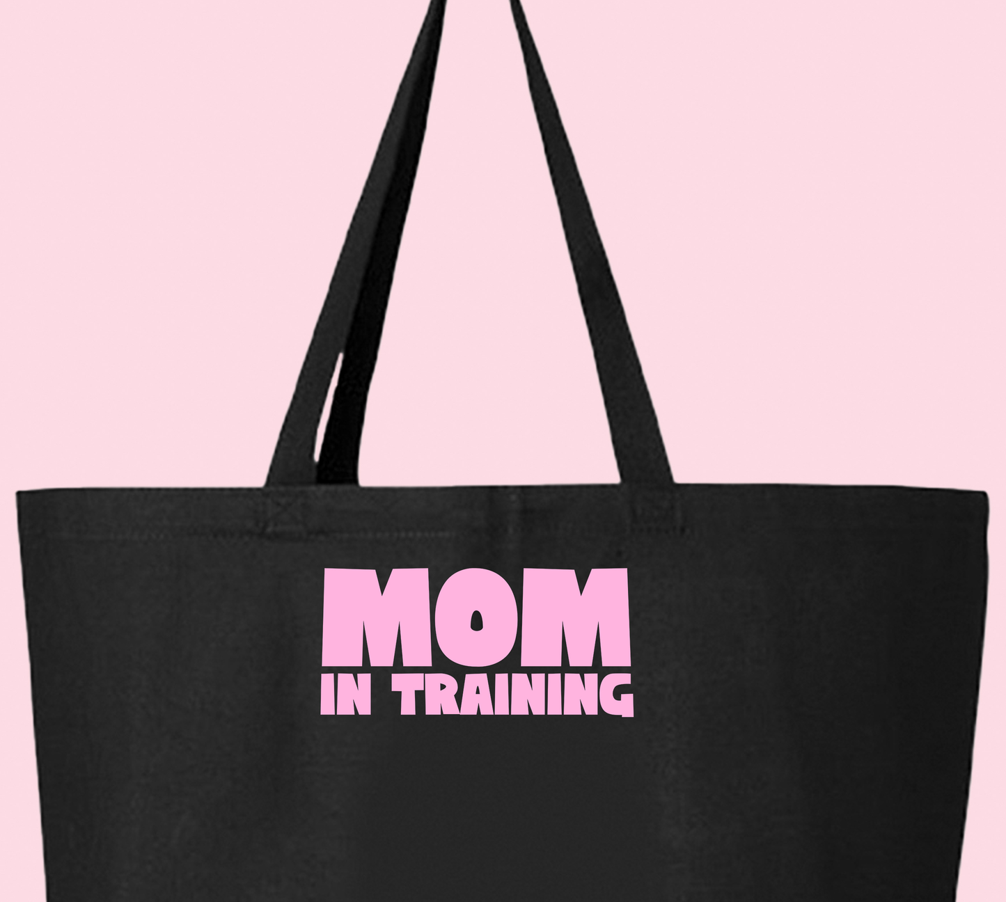 mom in training light pink tote bag
