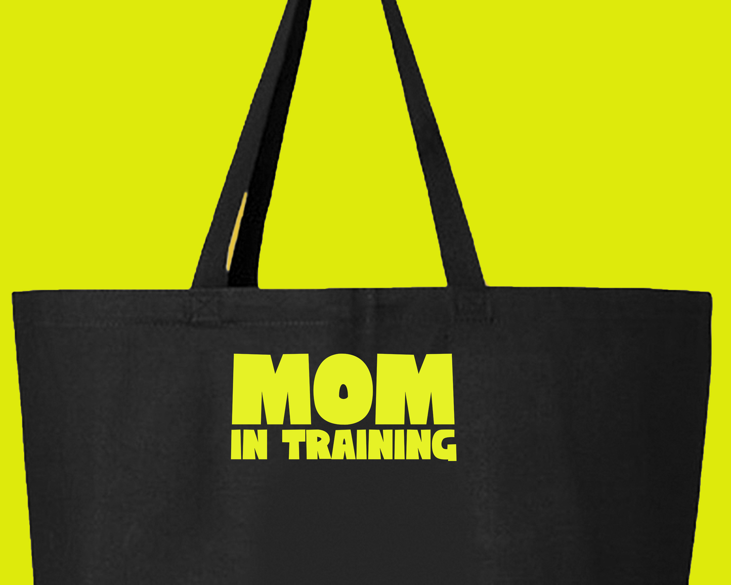 mom in training mint green tote bag