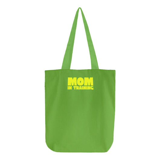 mom in training mint green tote bag