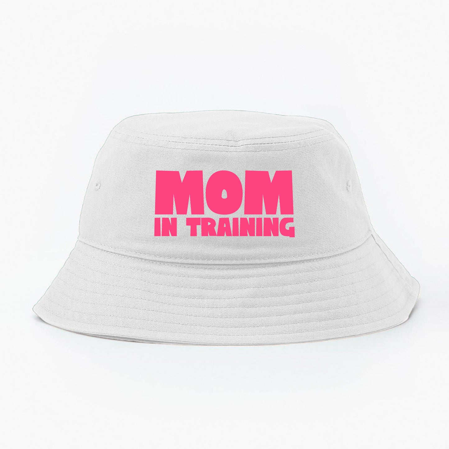 mom in training pink bucket hat