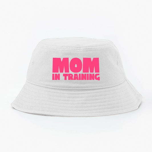 mom in training pink bucket hat