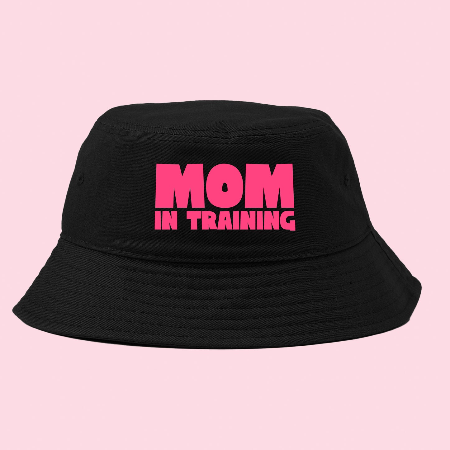 mom in training pink bucket hat