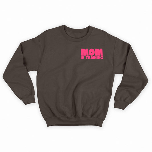 mom in training pink sweatshirt