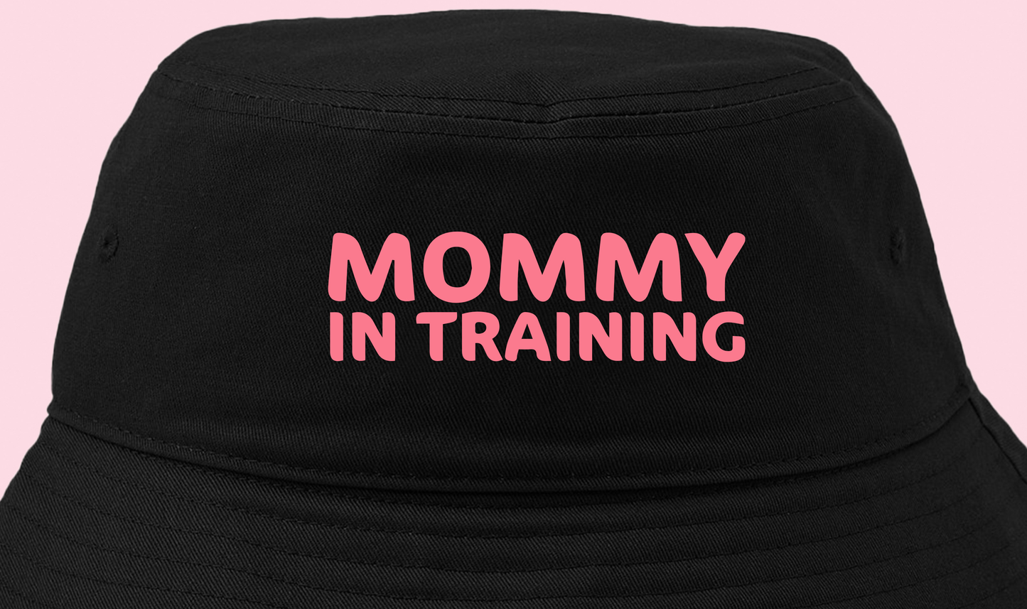 mommy in training pink bucket hat