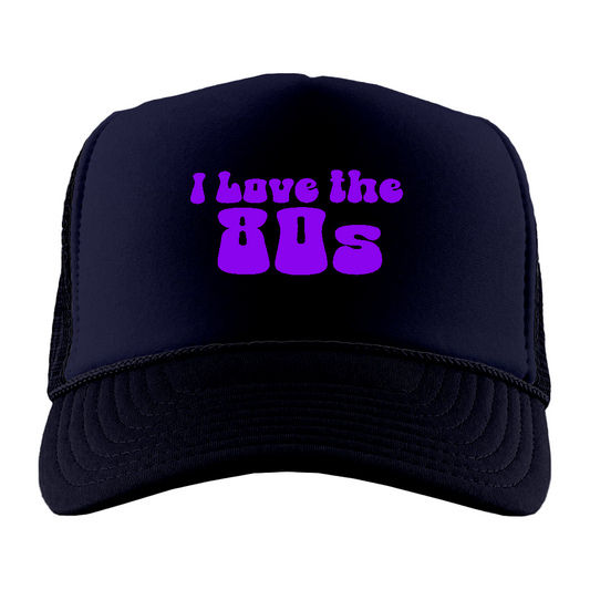 I Love The 80s Purple Foam Trucker Hat
