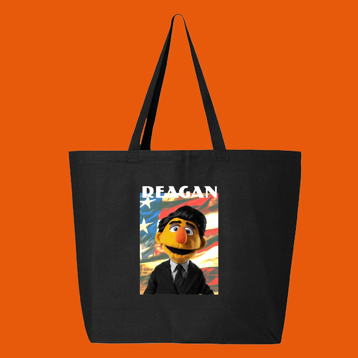 reagan muppet flag tote bag