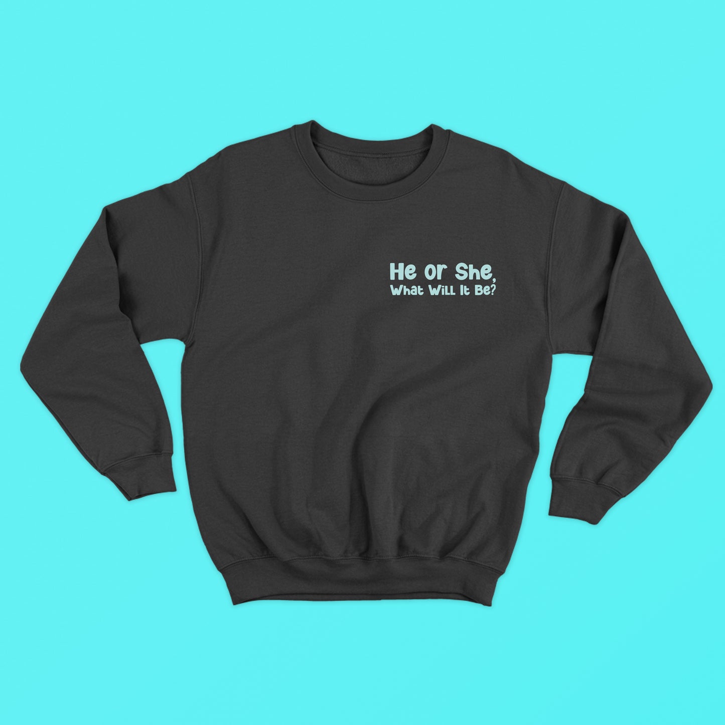 He or She, What Will It Be? Teal Sweatshirt