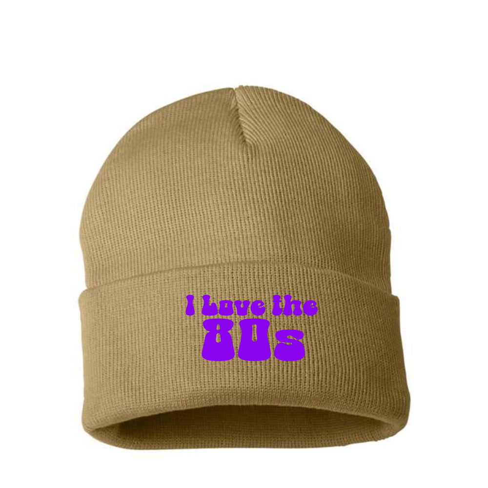 I Love the 80s Purple Beanie Hat