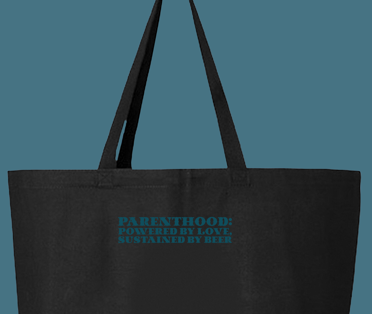 Parenthood: Powered by Love, Sustained by Beer Dark Green Tote Bag