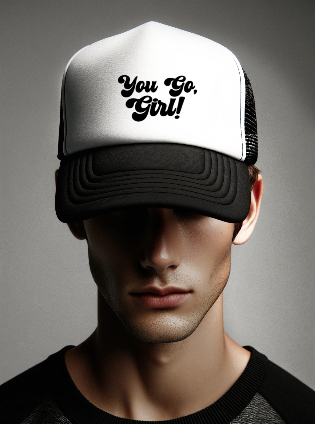 You Go, Girl! Black Foam Trucker Hat