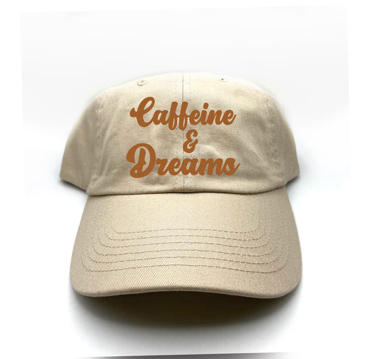 Caffeine & Dreams Brown Dad Hat