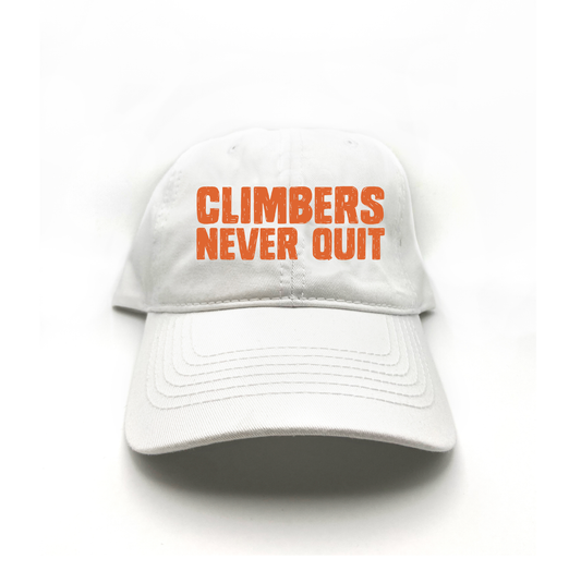 "Climbers Never Quit" Orange Dad Hat