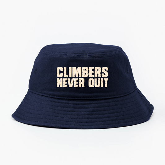 "Climbers Never Quit" Tan Bucket Hat