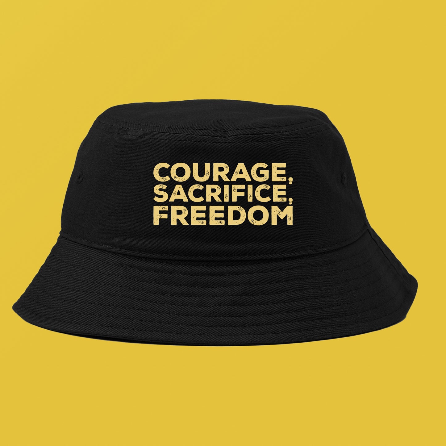 Courage, Sacrifice, Freedom Yellow Bucket Hat