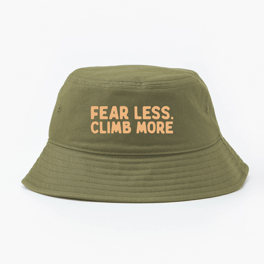 "Fear Less, Climb More" Peach Bucket Hat