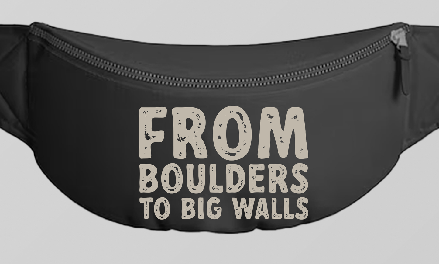 "From Boulders to Big Walls" Grey Fanny Pack