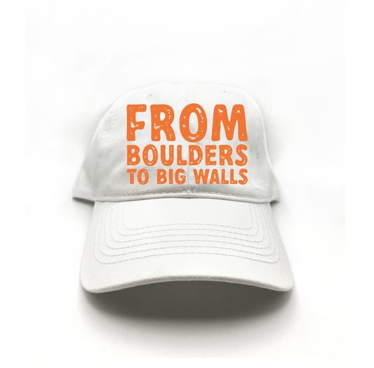 "From Boulders to Big Walls" Orange Dad Hat