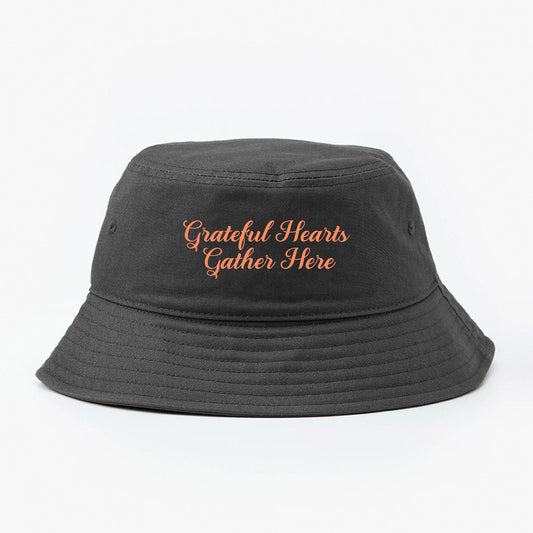 Grateful Hearts Gather Here Peach Bucket Hat