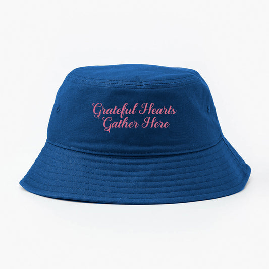 Grateful Hearts Gather Here Pink Violet Bucket Hat