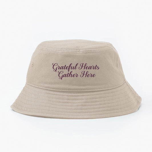 Grateful Hearts Gather Here Wine Bucket Hat