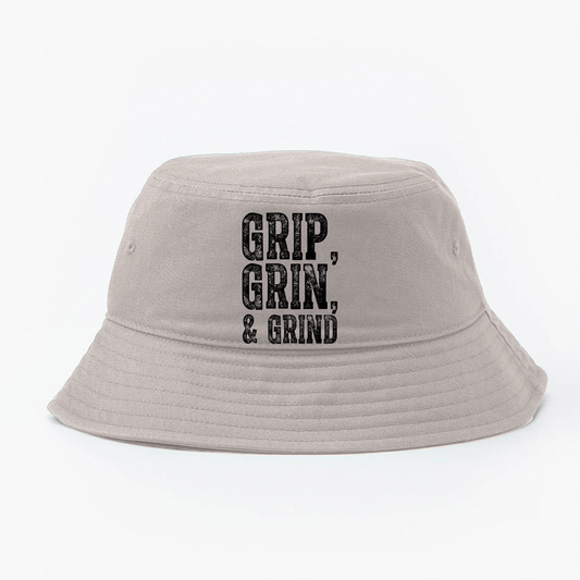 "Grip, Grin, & Grind" Black Bucket Hat