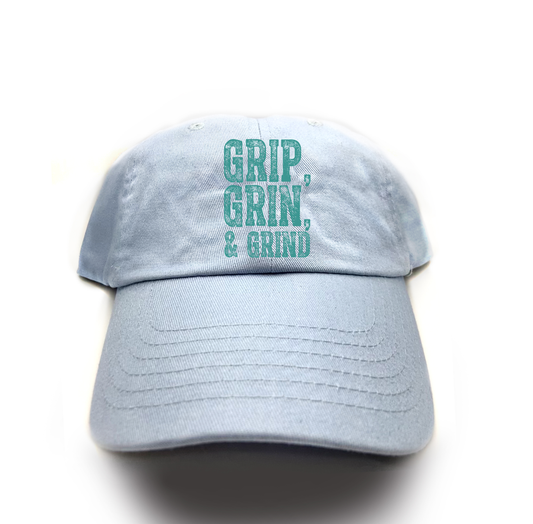 "Grip, Grin, & Grind" Green Dad Hat