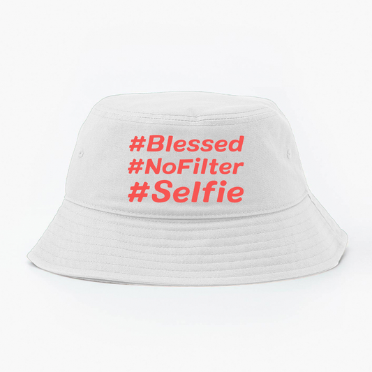#Blessed #NoFilter #Selfie Pink Bucket Hat