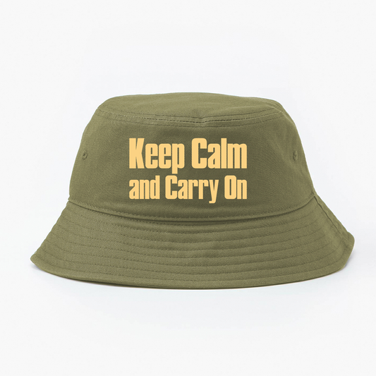 Keep Calm and Carry On Light Yellow Bucket Hat