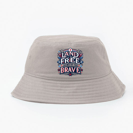 Land of the Free, Home of the Brave" Bucket Hat