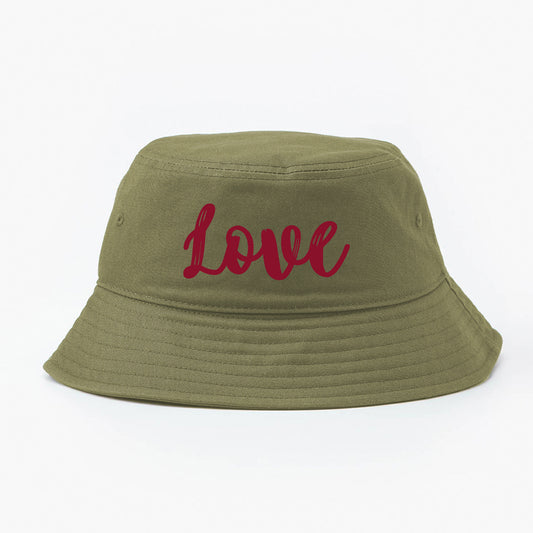 Love Dark Red Bucket Hat