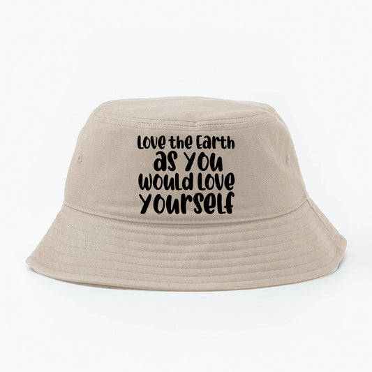 Love the Earth as You Would Love Yourself Black Bucket Hat