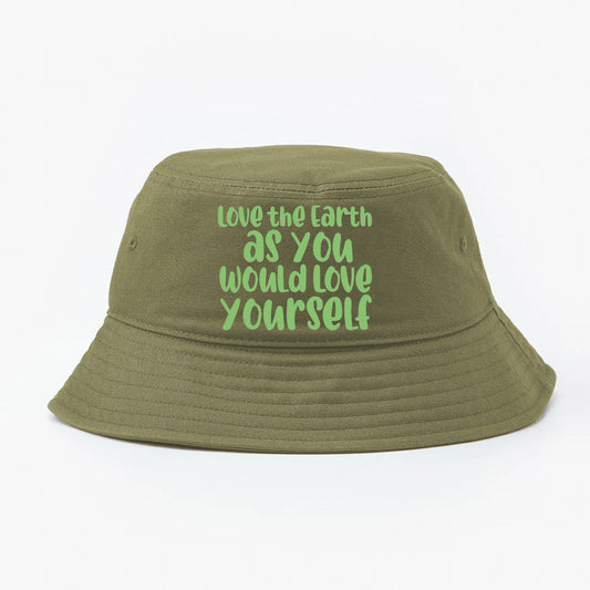 Love the Earth as You Would Love Yourself Light Green Bucket Hat