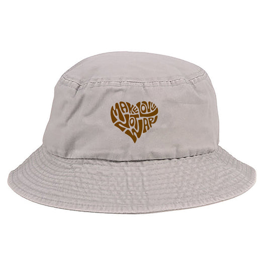 Make Love, Not War Brown Bucket Hat