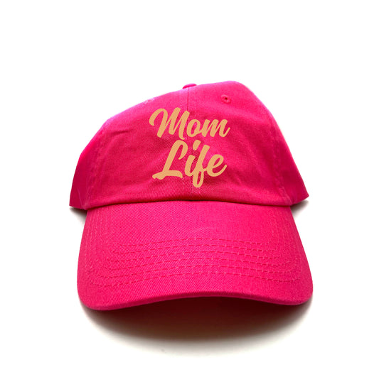 Mom Life Peach Dad Hat