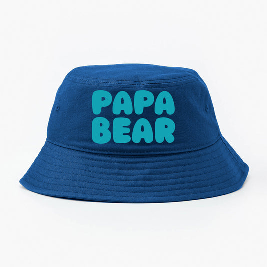 Papa Bear Blue Green Bucket Hat