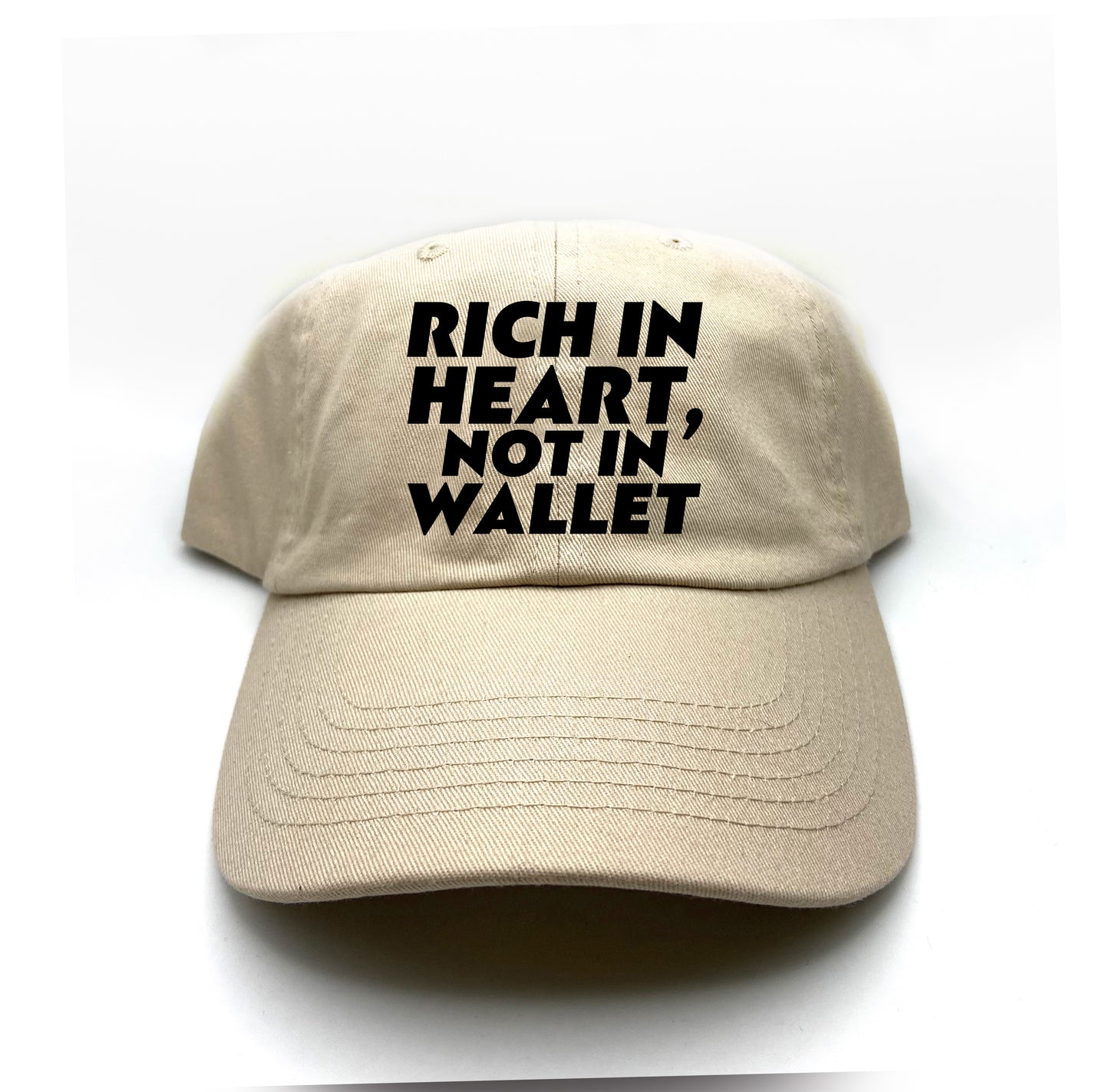 Rich in Heart, Not in Wallet Black Dad Hat
