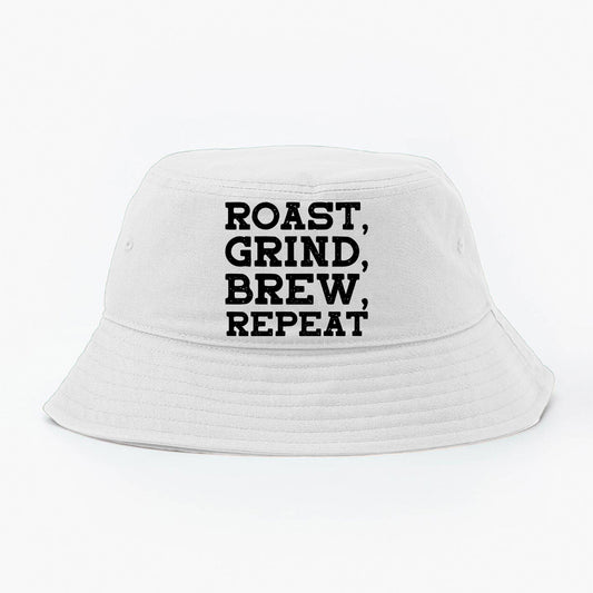 Roast, Grind, Brew, Repeat Black Bucket Hat