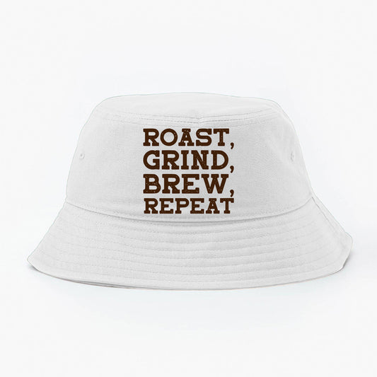 Roast, Grind, Brew, Repeat Dark Brown Bucket Hat