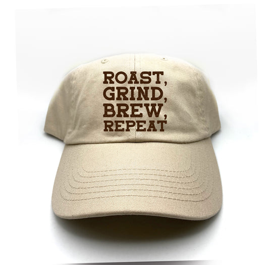 Roast, Grind, Brew, Repeat Dark Brown Dad Hat